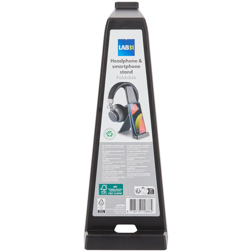 Suport 2in1 pentru smartphone si casti Lab31, Negru